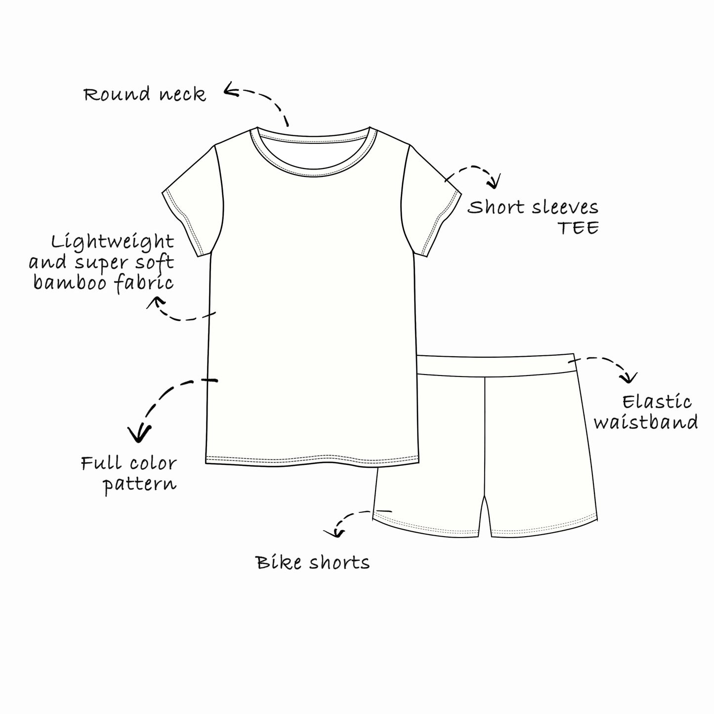 Custom Bamboo Viscose Toddler Short 2 Piece Sets 3 Patterns Bundle (35 x 3= 105 Pieces)