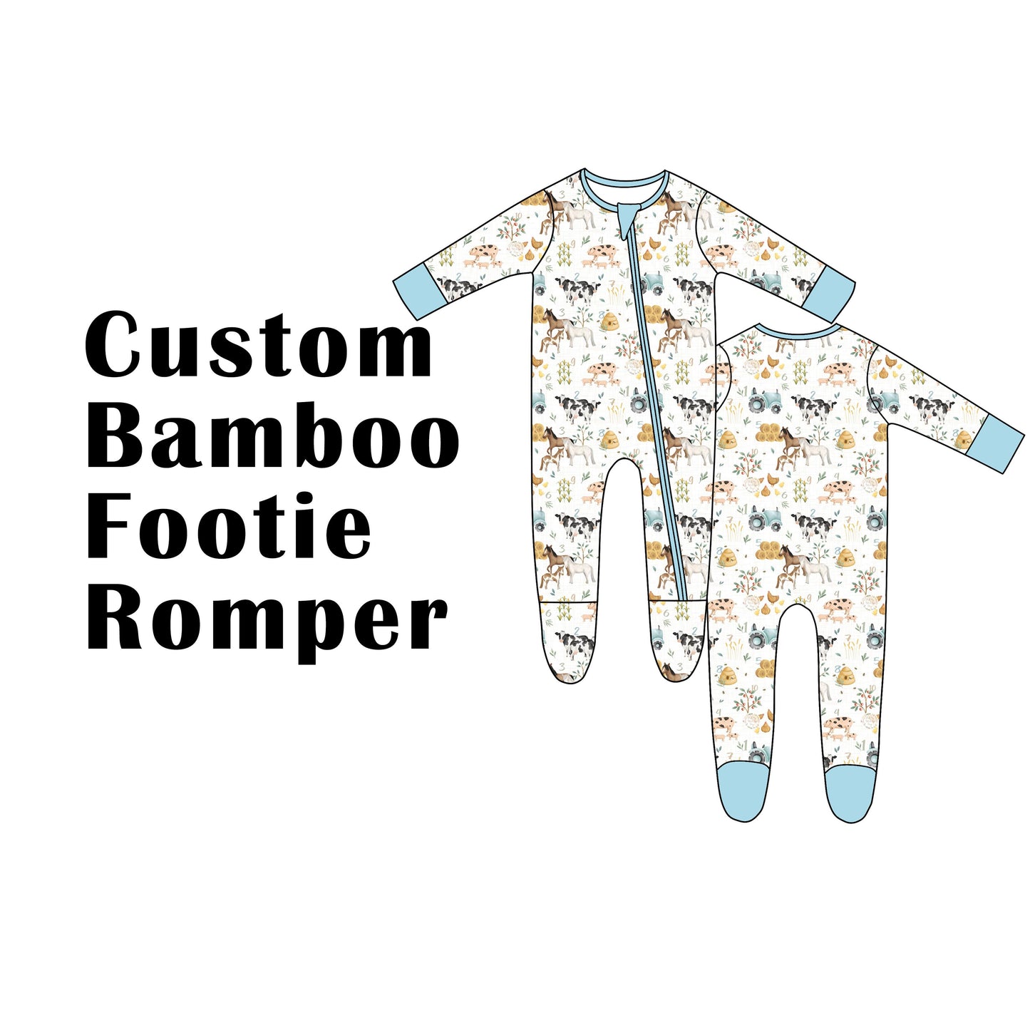 Custom Bamboo Viscose Baby Footie Romper