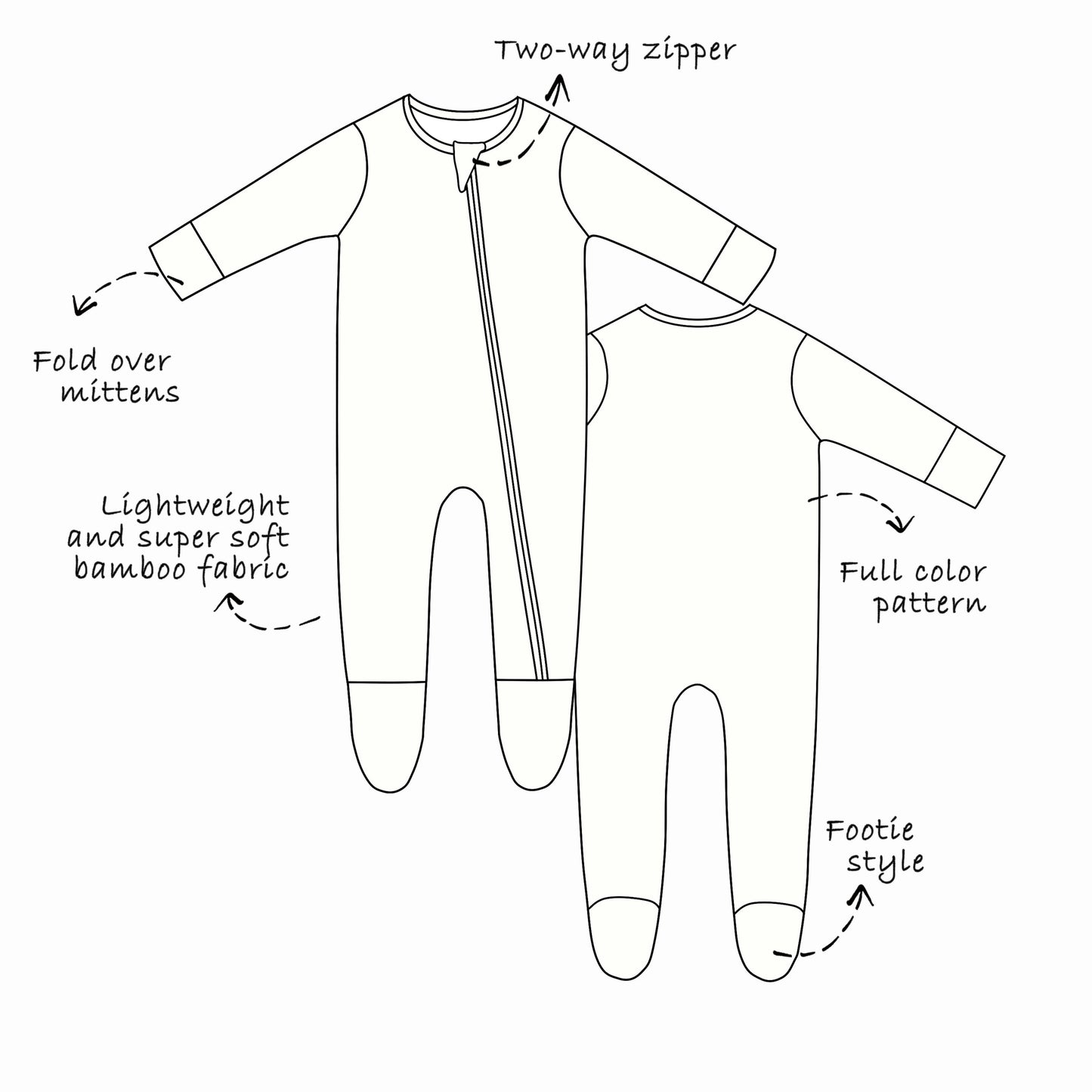 Custom Bamboo Viscose Baby Footie Romper 2 Patterns Bundle (25 x 2=50 Pieces)