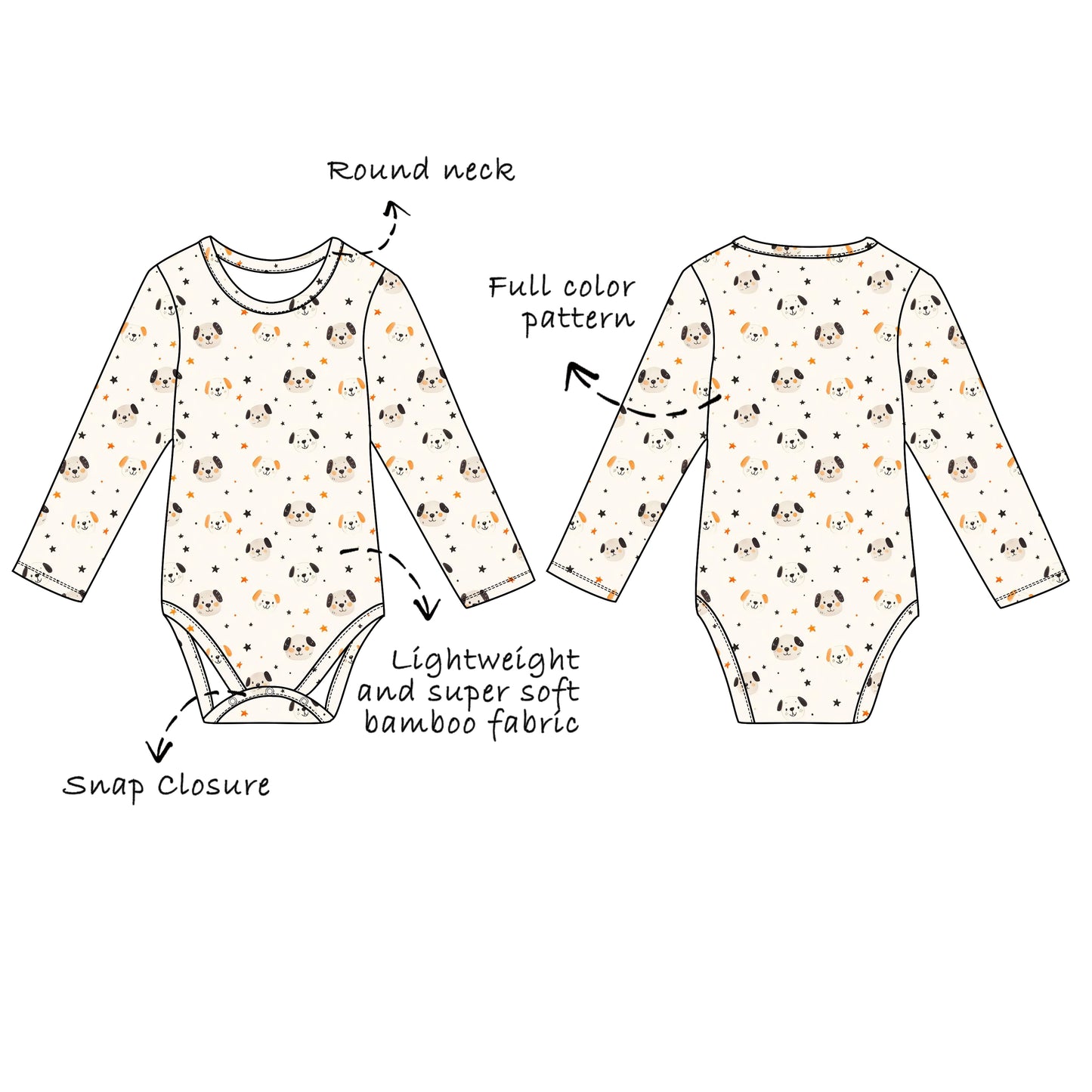Custom Bamboo Viscose Baby Long Sleeve Bodysuit