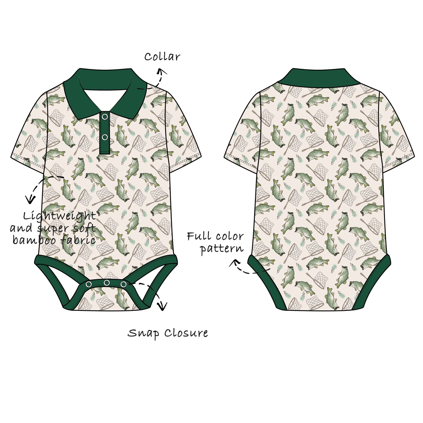 Custom Bamboo Viscose Baby Polo Collared Bodysuit