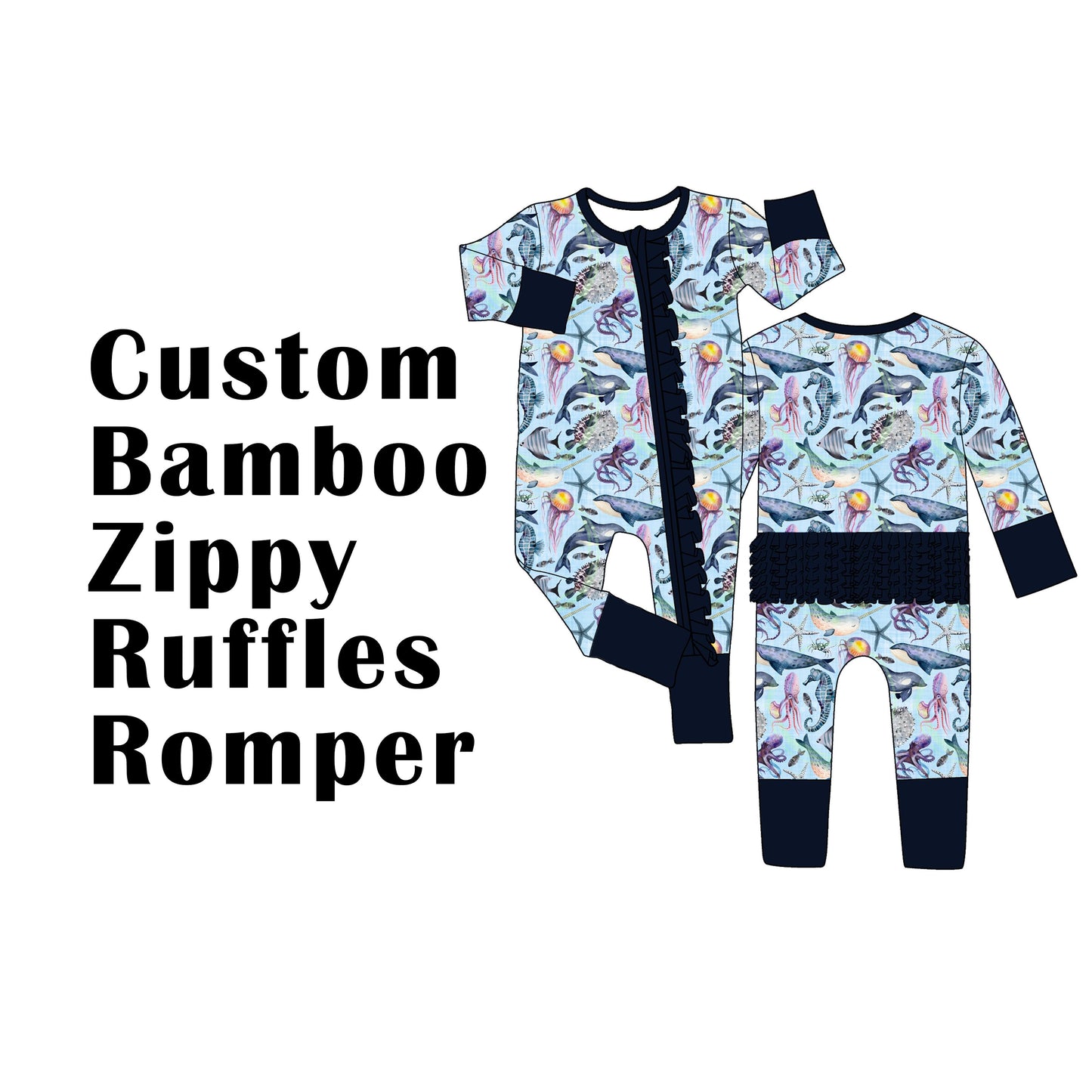 Custom Bamboo Viscose Baby Ruffles Romper