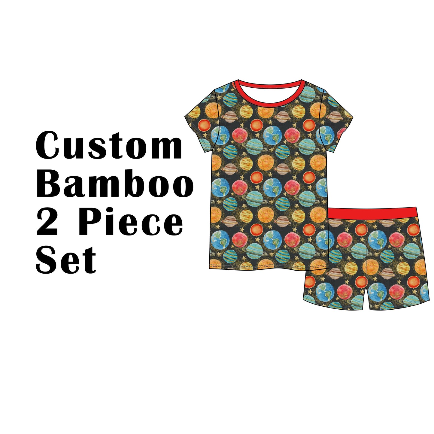 Custom Bamboo Viscose Baby & Toddle & Kids Short 2 piece set-Short Sleeves Tees+Bike Shorts