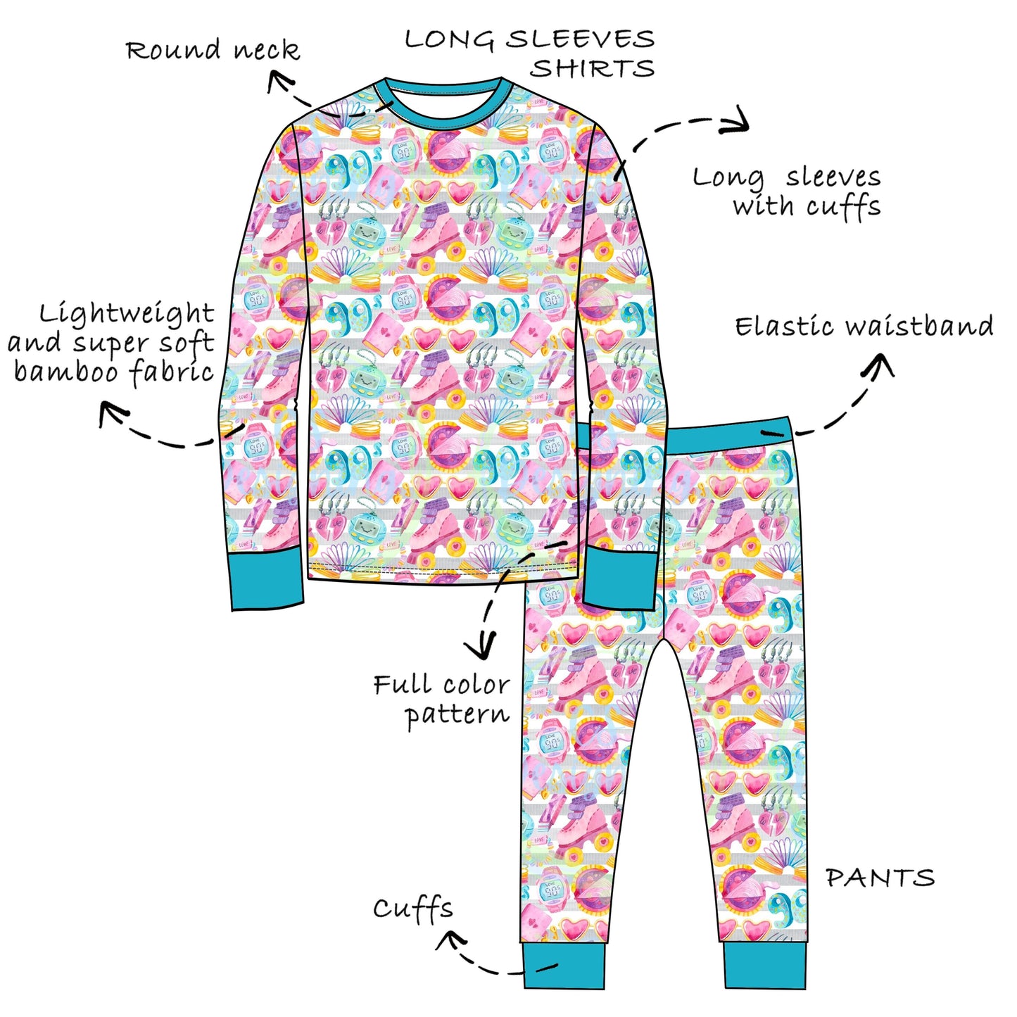 Custom Bamboo Viscose Baby & Toddle & Kids Long 2 piece set- Long Sleeves Shirts + Pants