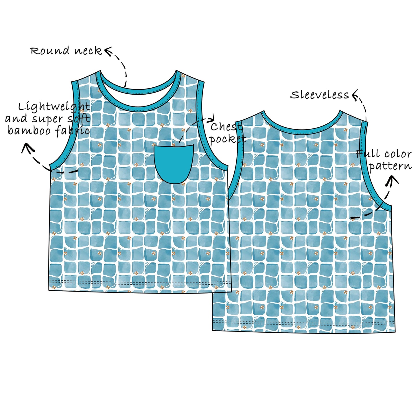Custom Bamboo Viscose Tank Tops with Pocket