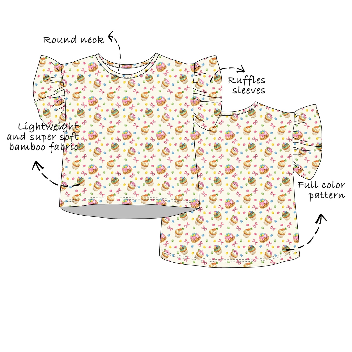 Custom Bamboo Viscose Ruffle Sleeves Tops