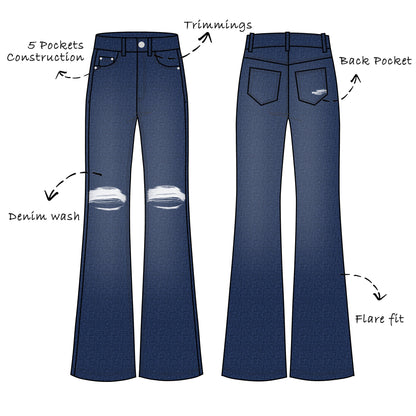 Custom High Rise Denim Flare Jeans
