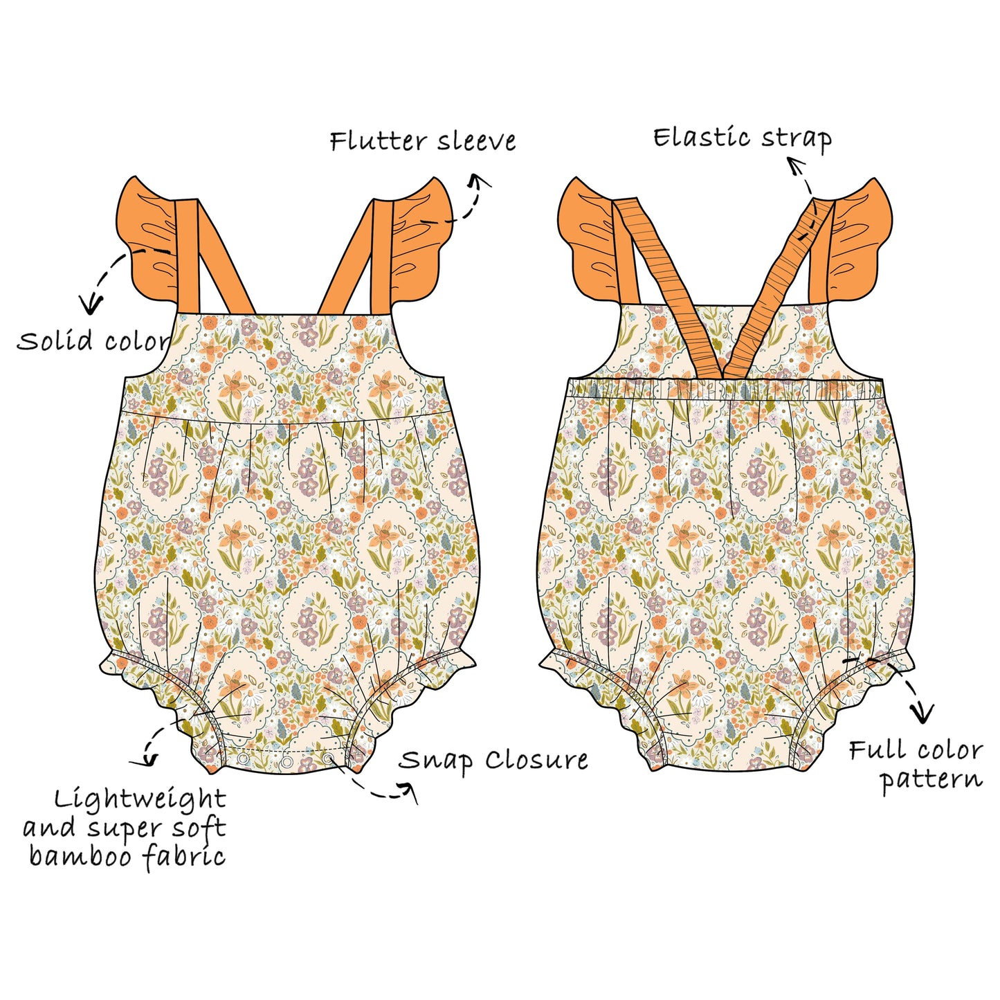 Custom Bamboo Viscose Baby Flutter Bubble Romper