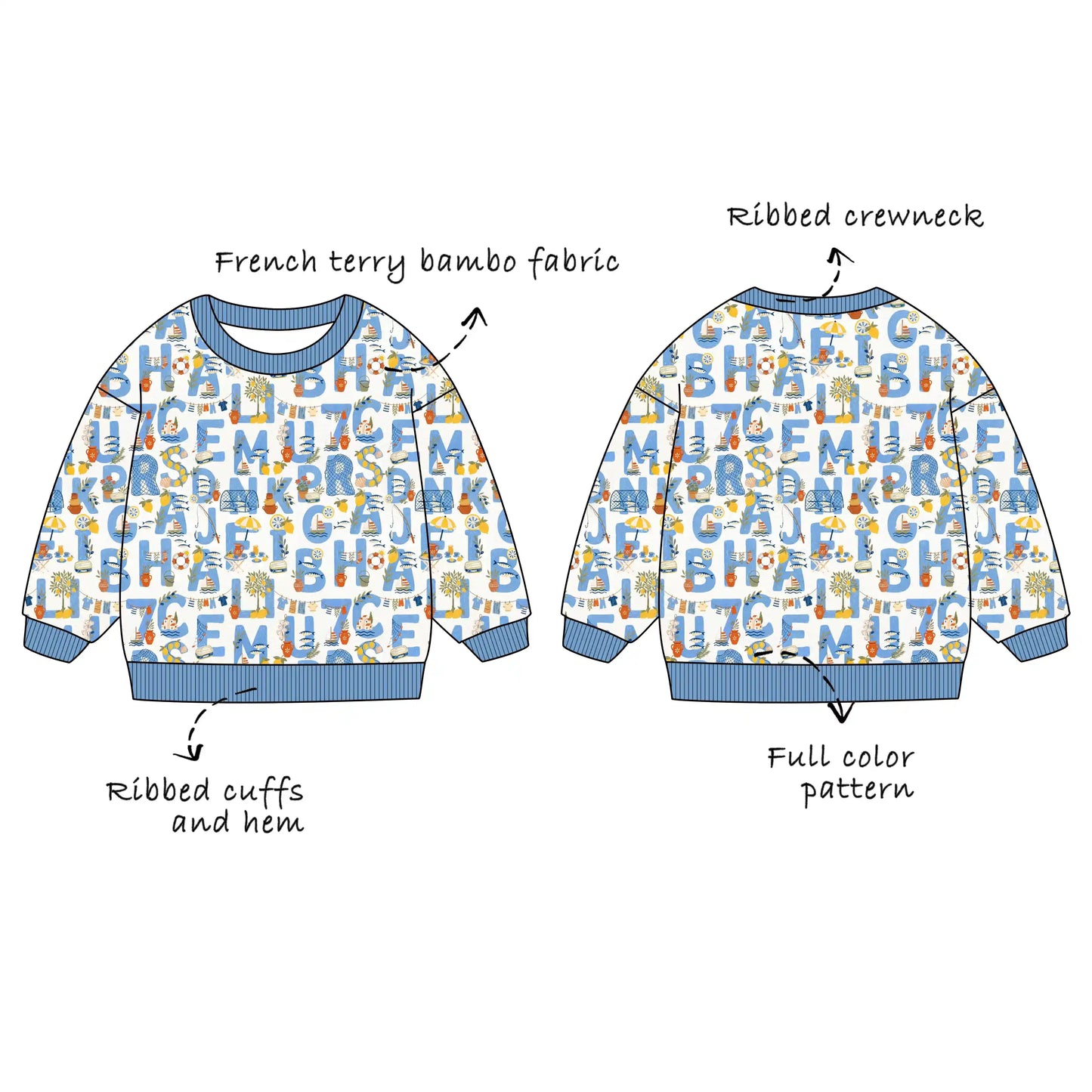Custom Bamboo Cotton Blend French Terry Sweatshirt