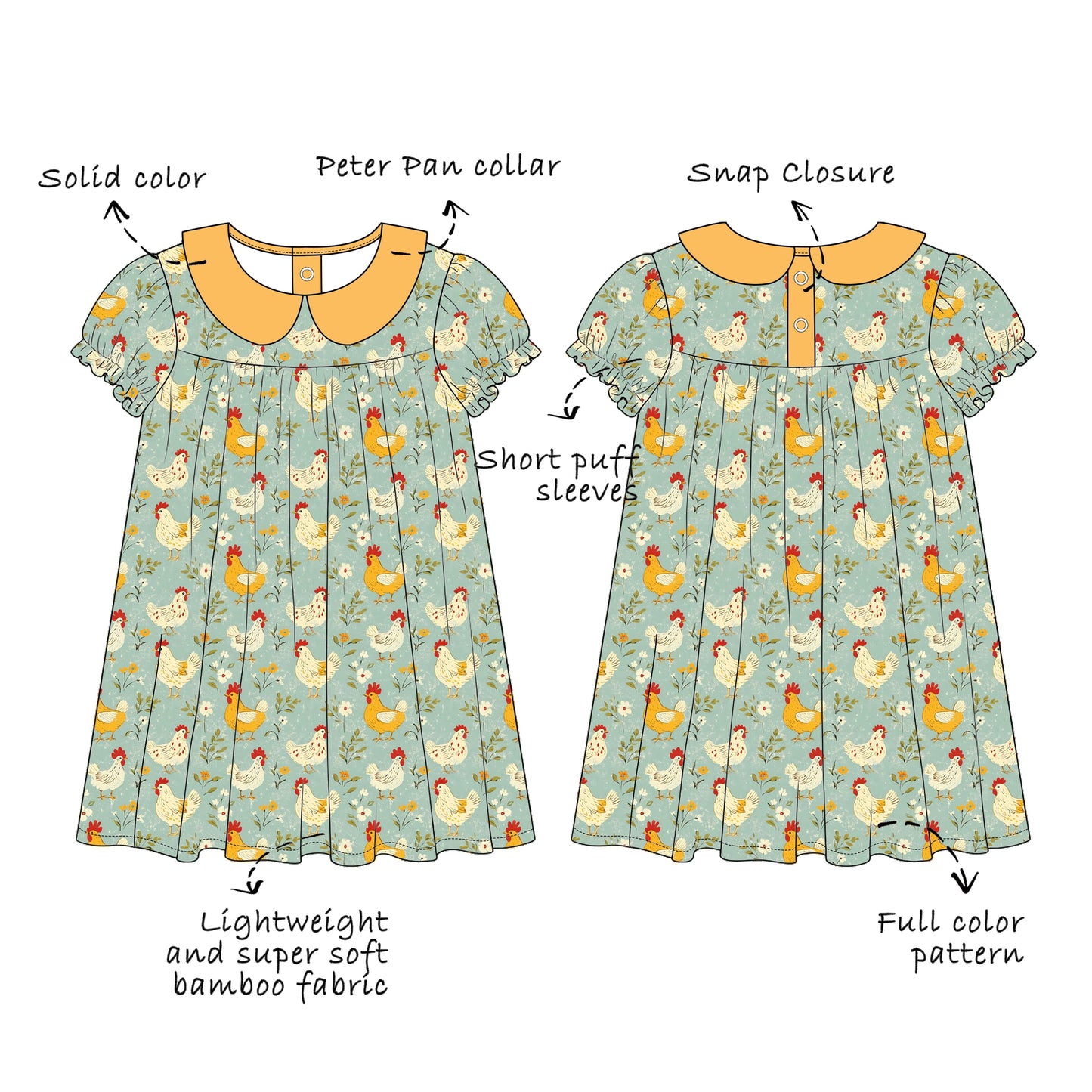 Custom Bamboo Viscose Peter Pan Collar Dresses