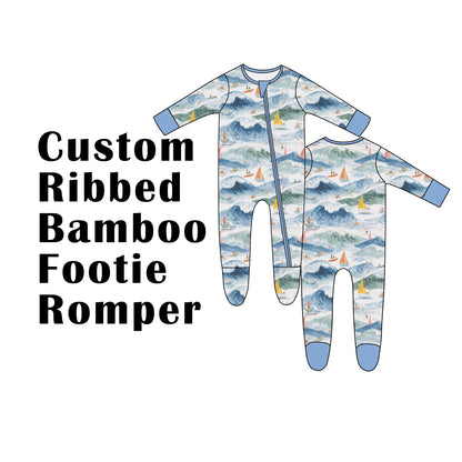 Custom Ribbed Bamboo Baby Zippered Footie