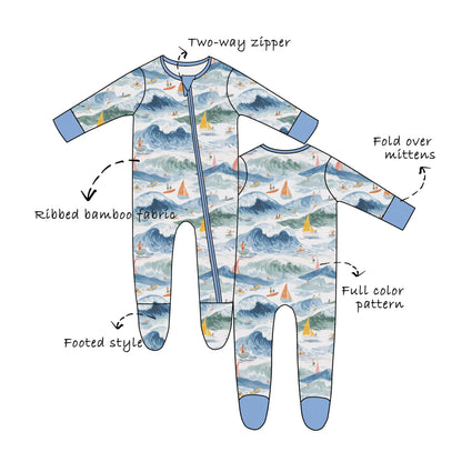 Custom Ribbed Bamboo Baby Zippered Footie