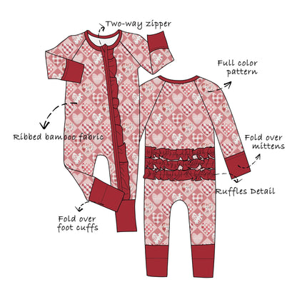 Custom Ribbed Bamboo Baby Ruffle Zippy Romper