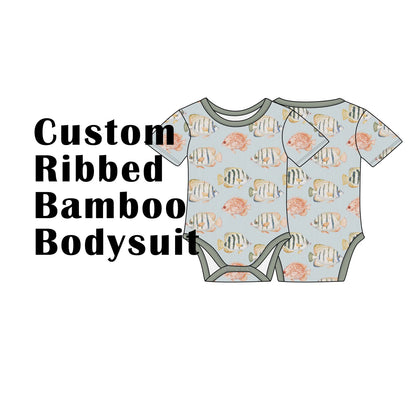 Custom Ribbed Bamboo Baby Short Sleeve Bodysuit Onesie