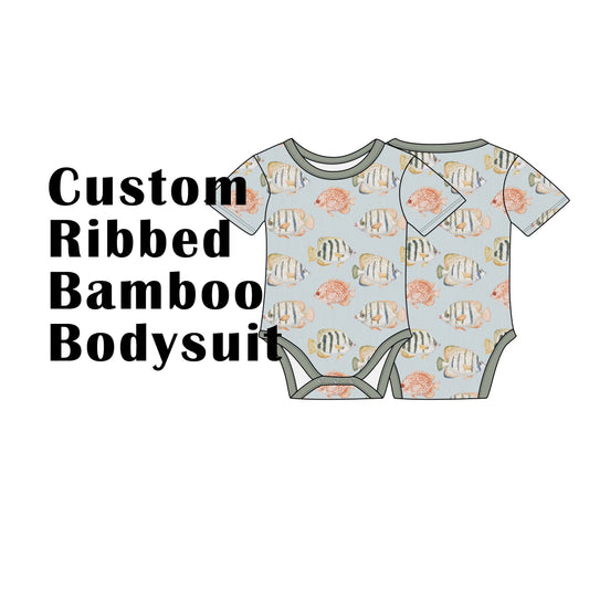 Custom Ribbed Bamboo Baby Short Sleeve Bodysuit Onesie
