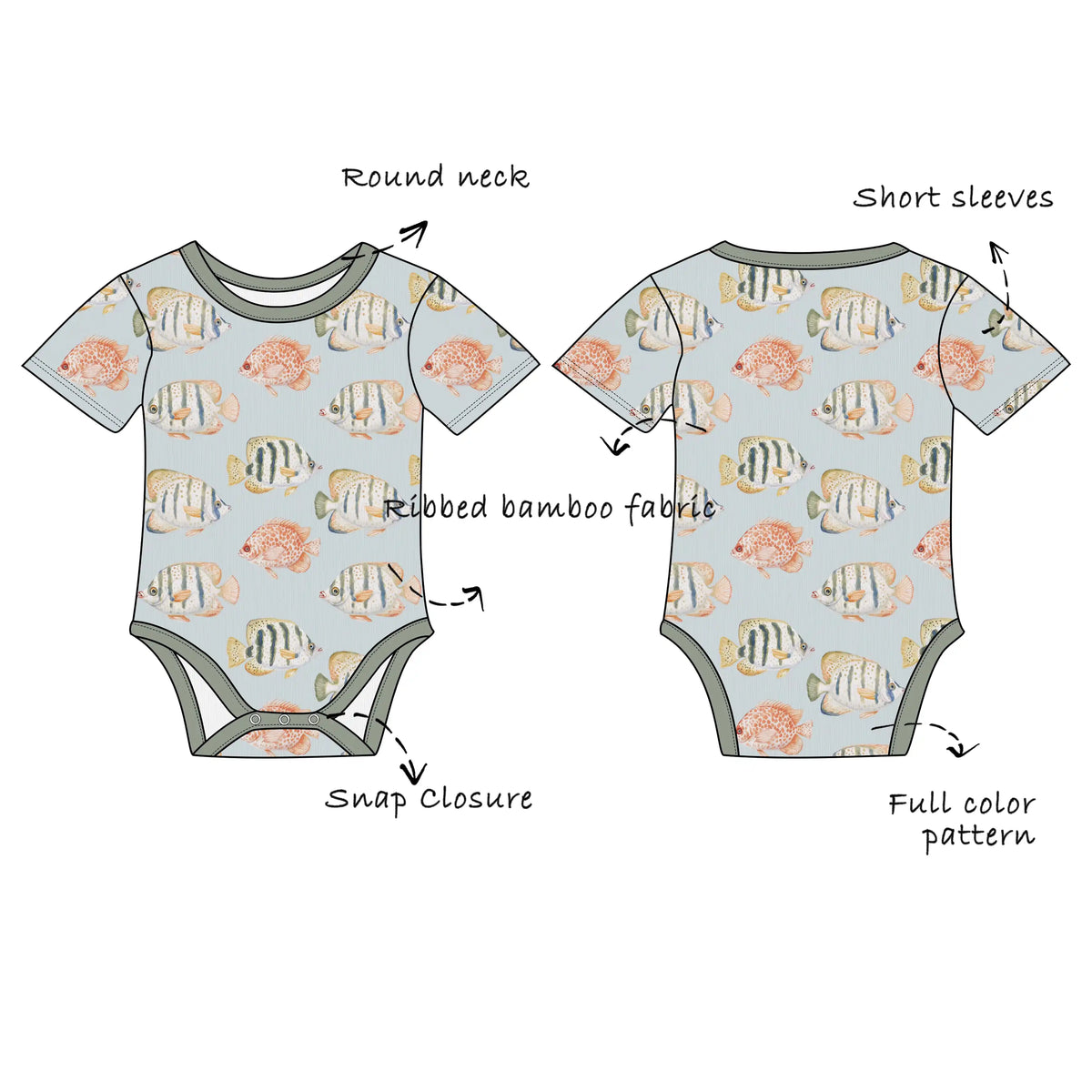 Custom Ribbed Bamboo Baby Short Sleeve Bodysuit Onesie