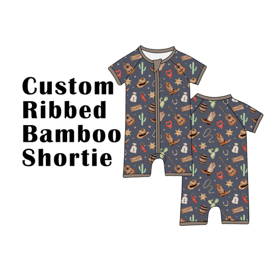 Custom Ribbed Bamboo Baby Shortie Romper