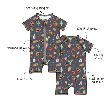 Custom Ribbed Bamboo Baby Shortie Romper