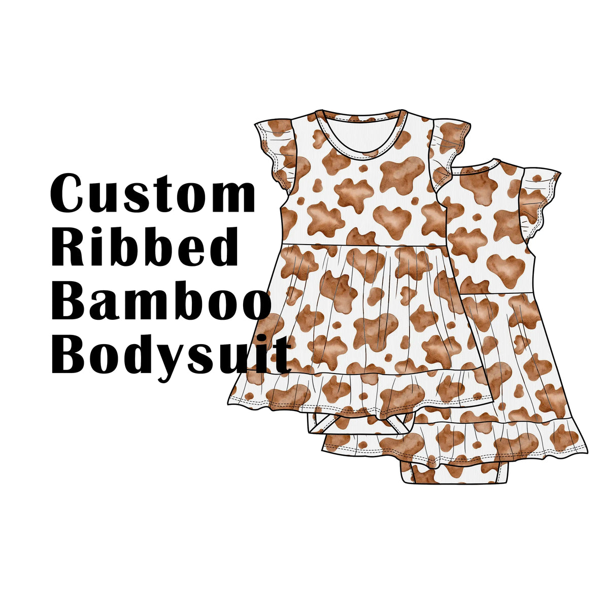 Custom Ribbed Bamboo Baby Skirted Bodysuit with Ruffled Sleeves