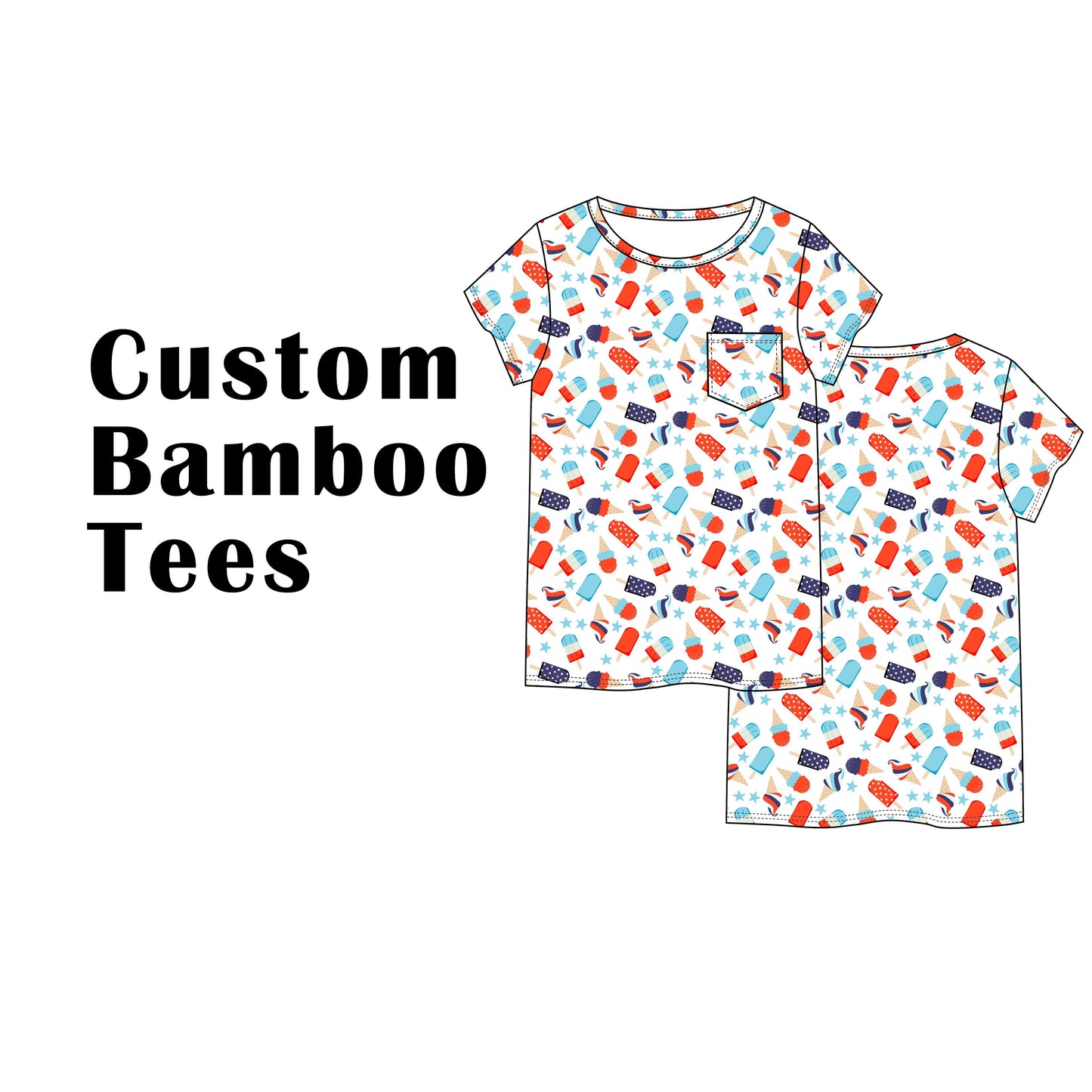 Custom Bamboo Viscose Round Neck Short Sleeves Tees with Chest Pocket