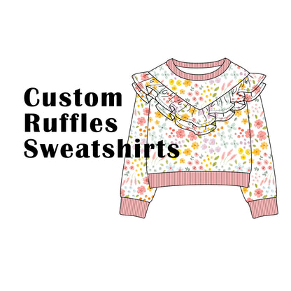 Custom Bamboo Cotton Blend French Terry Ruffles Sweatshirt