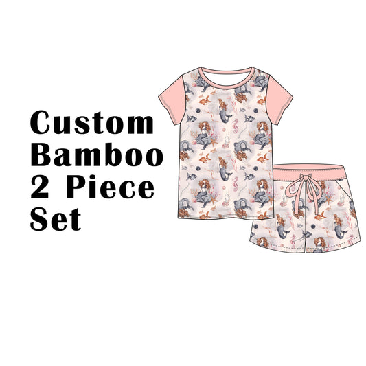 Custom Bamboo Viscose Baby & Toddle & Kids Short 2 piece set-Short Sleeves Tees+High Waistband Shorts