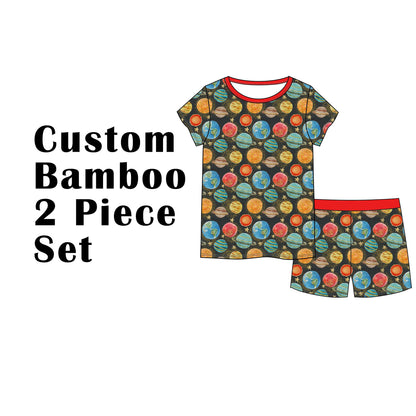 Custom Bamboo Viscose Baby & Toddle & Kids Short 2 piece set-Short Sleeves Tees+Bike Shorts