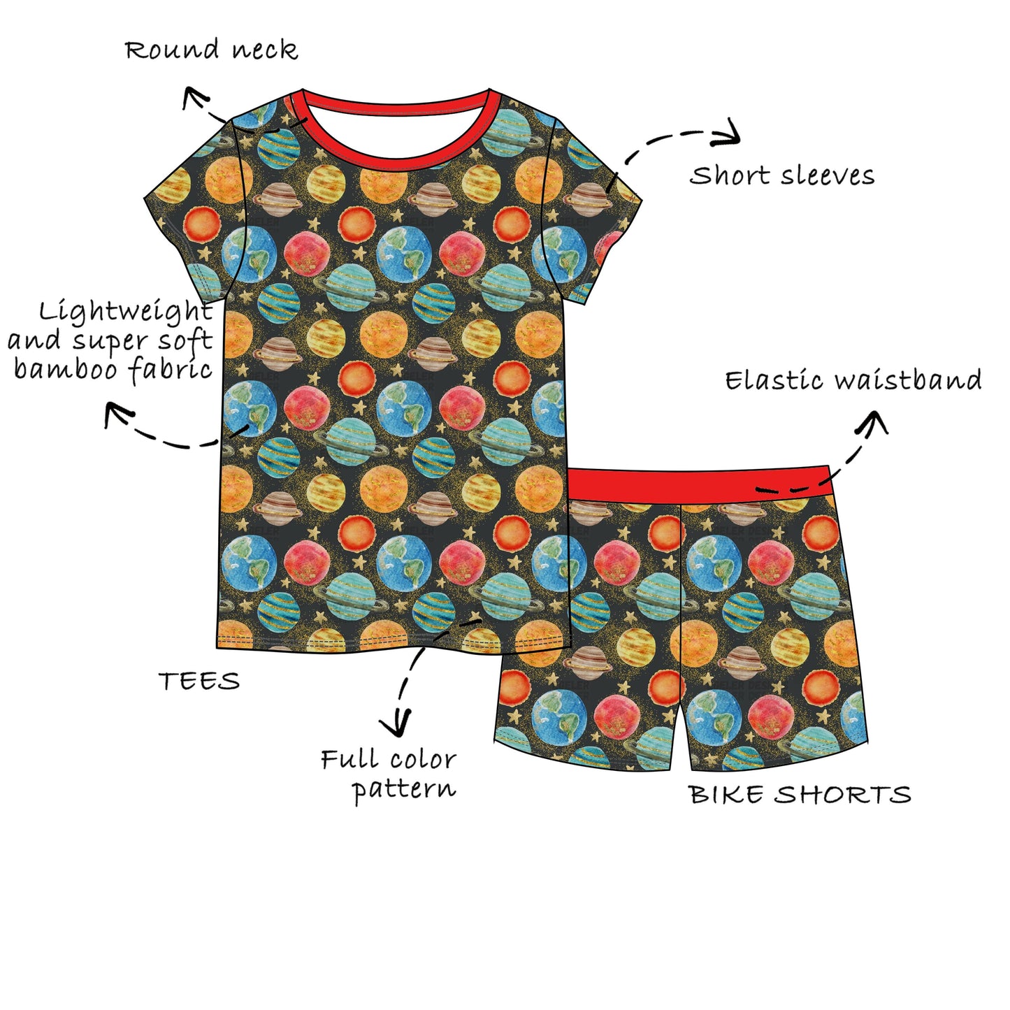 Custom Bamboo Viscose Baby & Toddle & Kids Short 2 piece set-Short Sleeves Tees+Bike Shorts