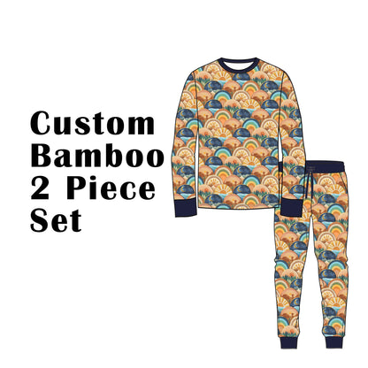 Custom Bamboo Viscose Baby & Toddle & Kids Long 2 piece set- Long Sleeves Shirts + High Waistband Jogger