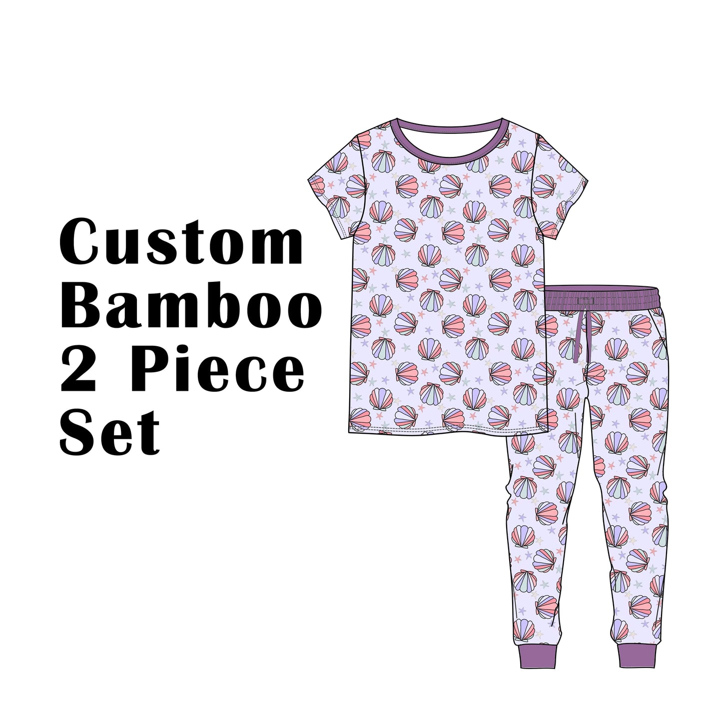 Custom Bamboo Viscose Baby & Toddle & Kids Short 2 piece set-Short Sleeves Tees+ High Waistband Joggers