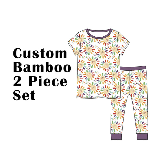 Custom Bamboo Viscose Baby & Toddle & Kids Short 2 piece set-Short Sleeves Tees+Pants