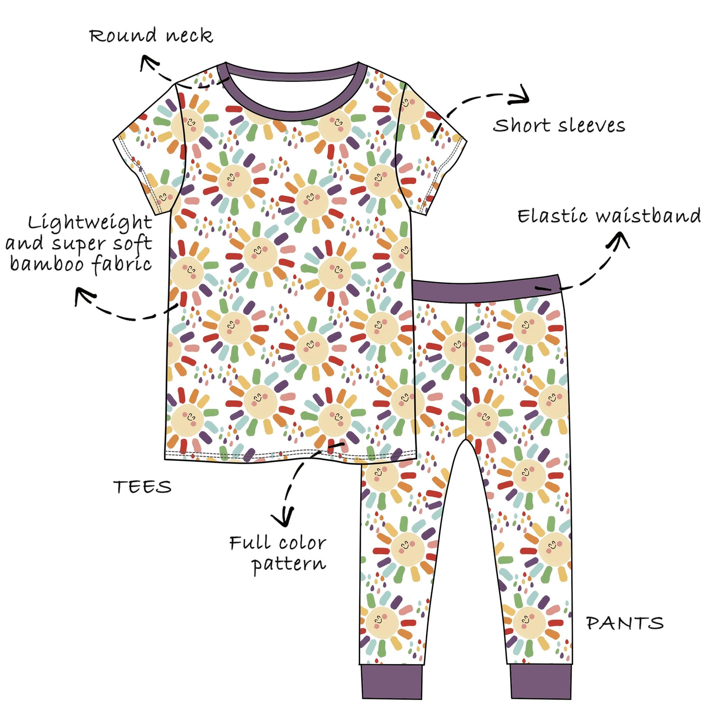 Custom Bamboo Viscose Baby & Toddle & Kids Short 2 piece set-Short Sleeves Tees+Pants