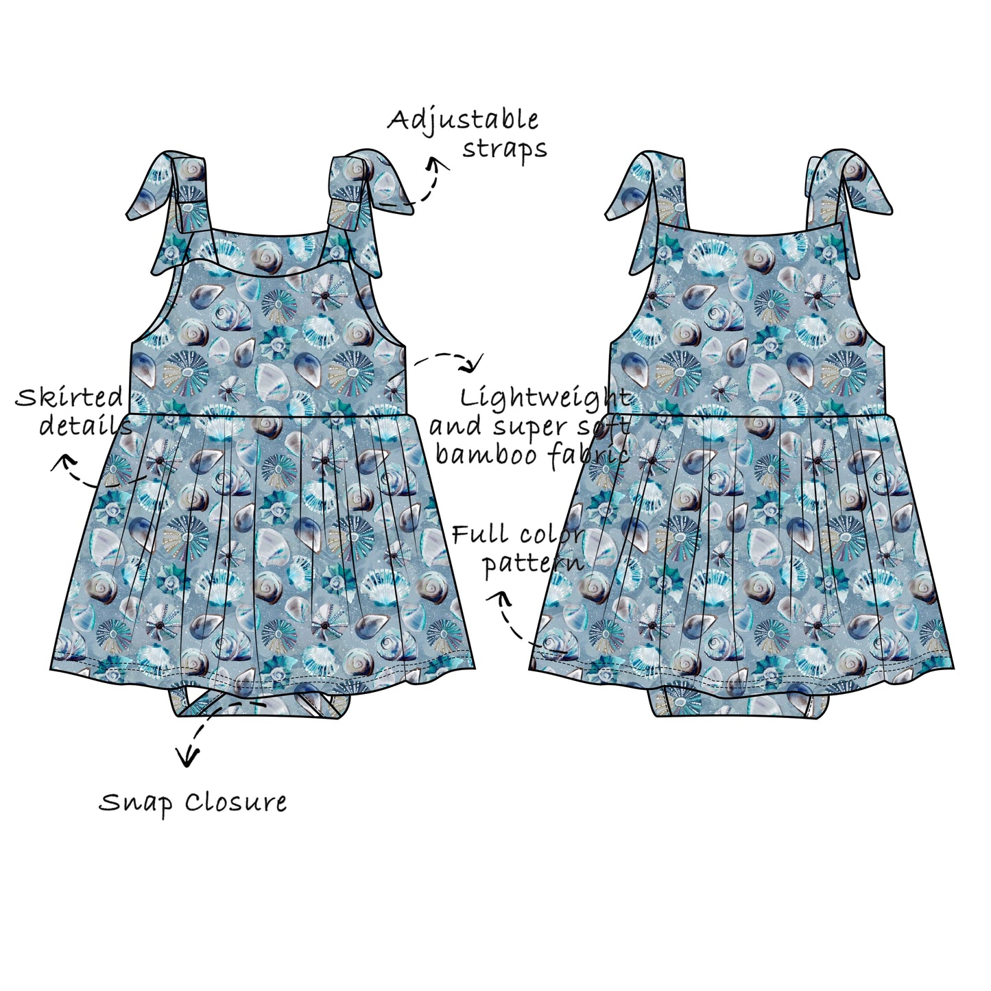Custom Bamboo Viscose Baby Skirted Bodysuit