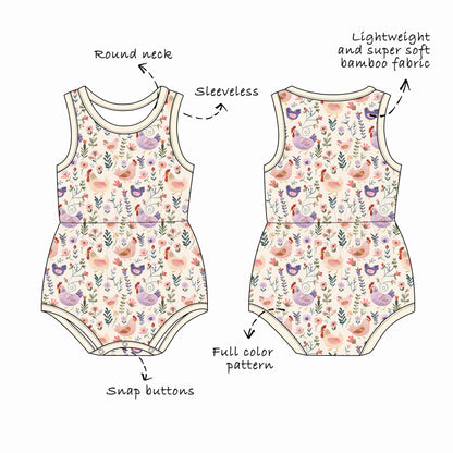 Custom Bamboo Viscose Baby Sleeveless Bubble Romper