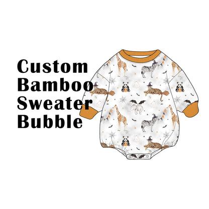 Custom Bamboo Cotton Blend French Terry Sweater Bubble Romper