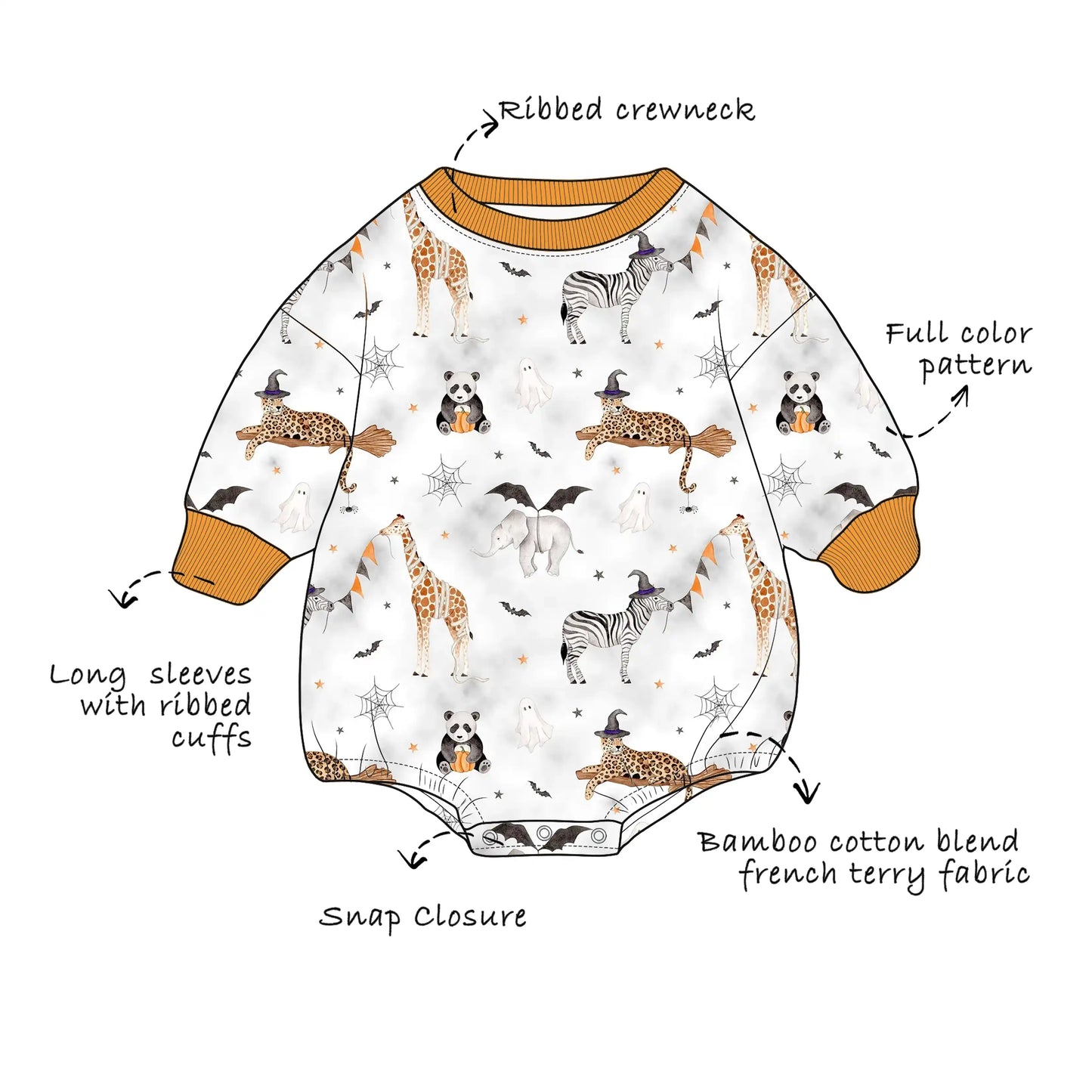 Custom Bamboo Cotton Blend French Terry Sweater Bubble Romper