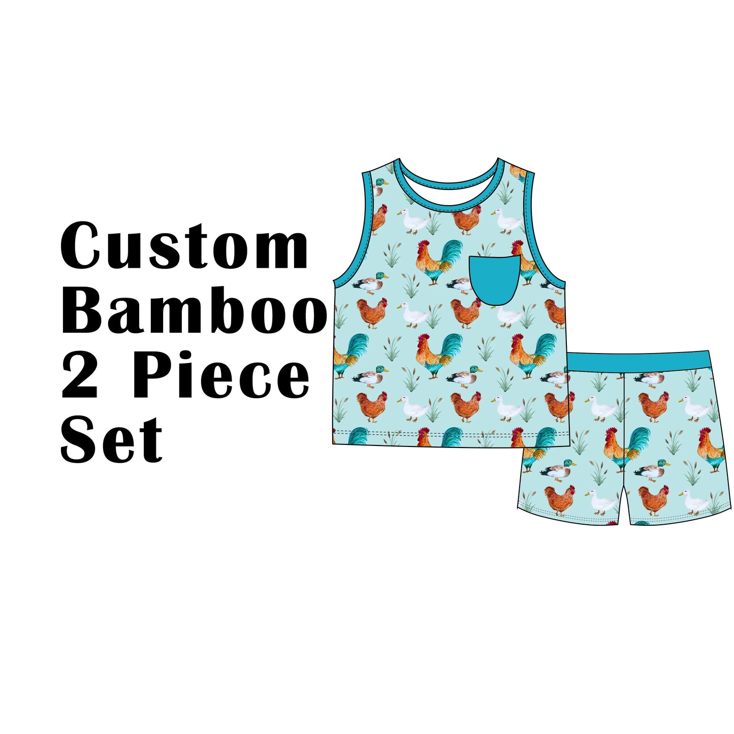 Custom Bamboo Viscose Baby & Toddle & Kids Short 2 piece set-Tank Tops+Bike Shorts