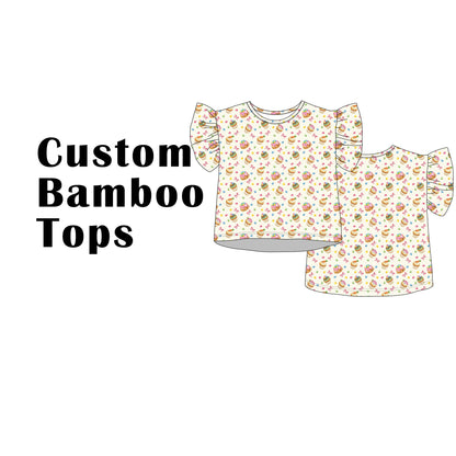 Custom Bamboo Viscose Ruffle Sleeves Tops