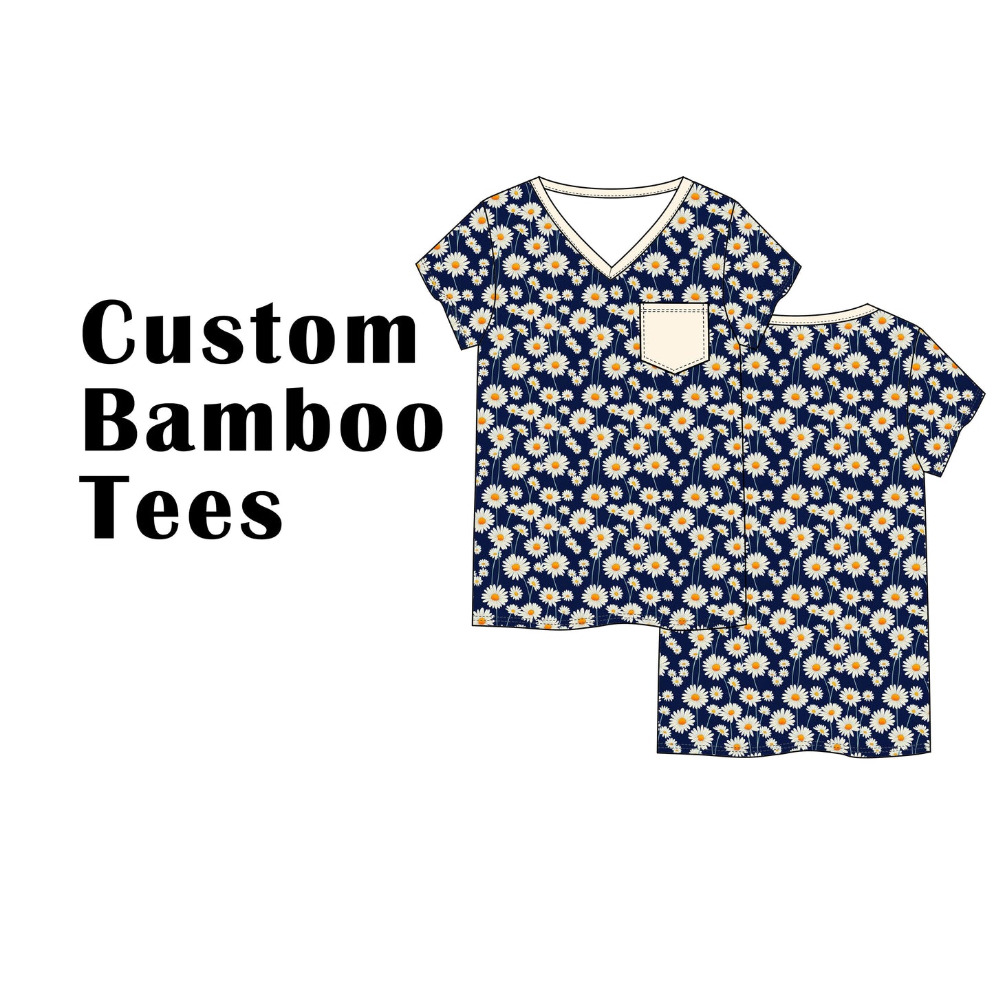 Custom Bamboo Viscose V Neck Short Sleeves Tees with Chest Pocket