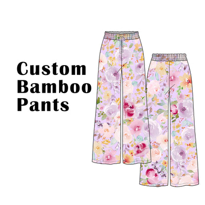 Custom Bamboo Viscose Women Wide Leg Pants-Printed